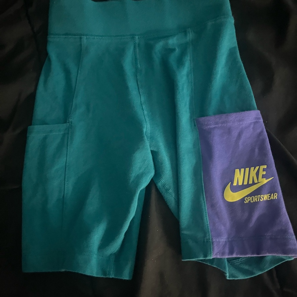 Nike Teal and Purple Sportswear Shorts